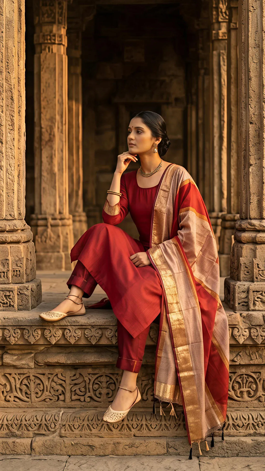 Crimson Kanchan Elegance Suit Set