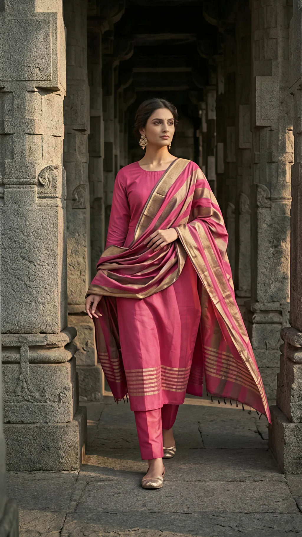 Gulabi Rajwada Silk Suit Set