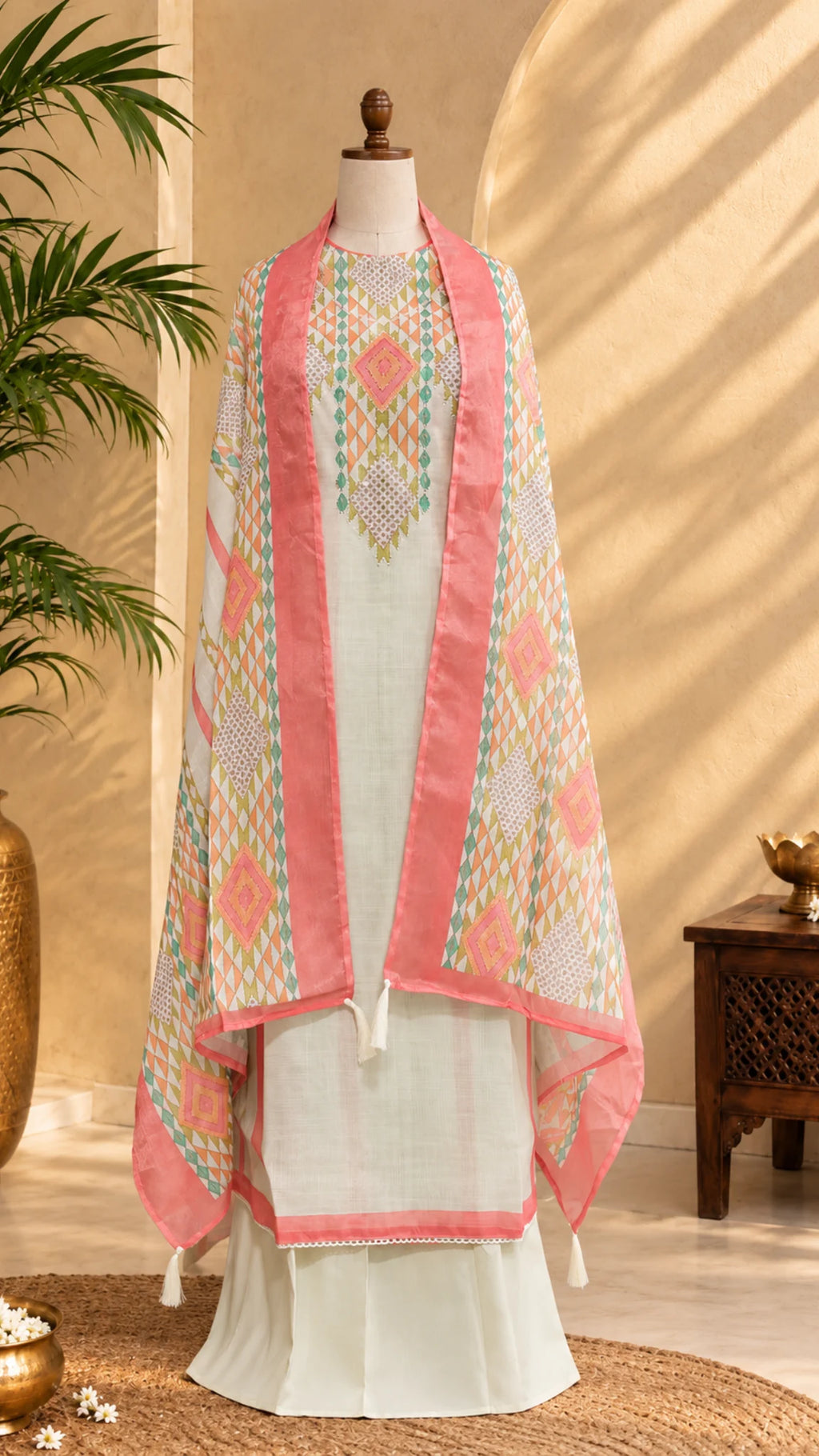 Graceful Pattern Unstitched Suit Set