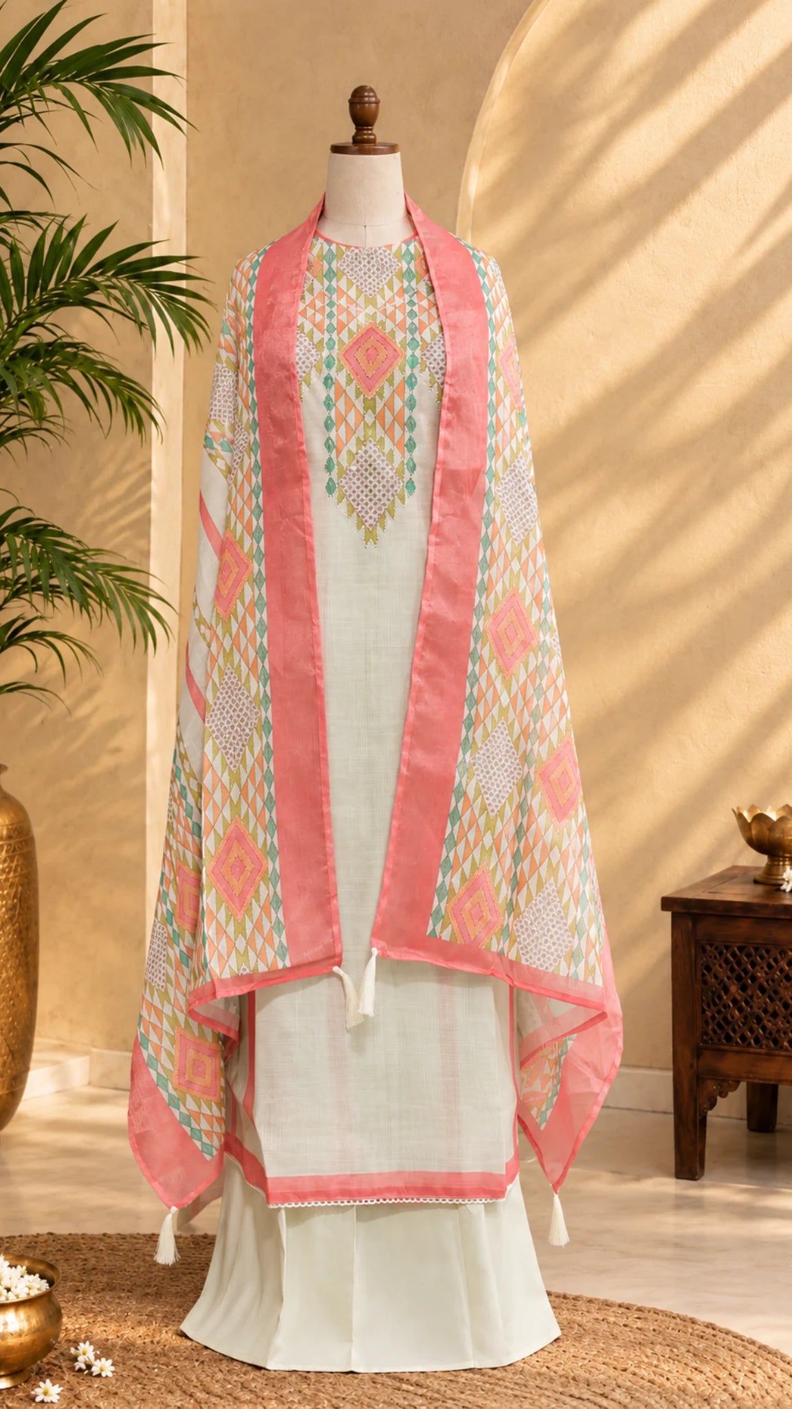 Graceful Pattern Unstitched Suit Set