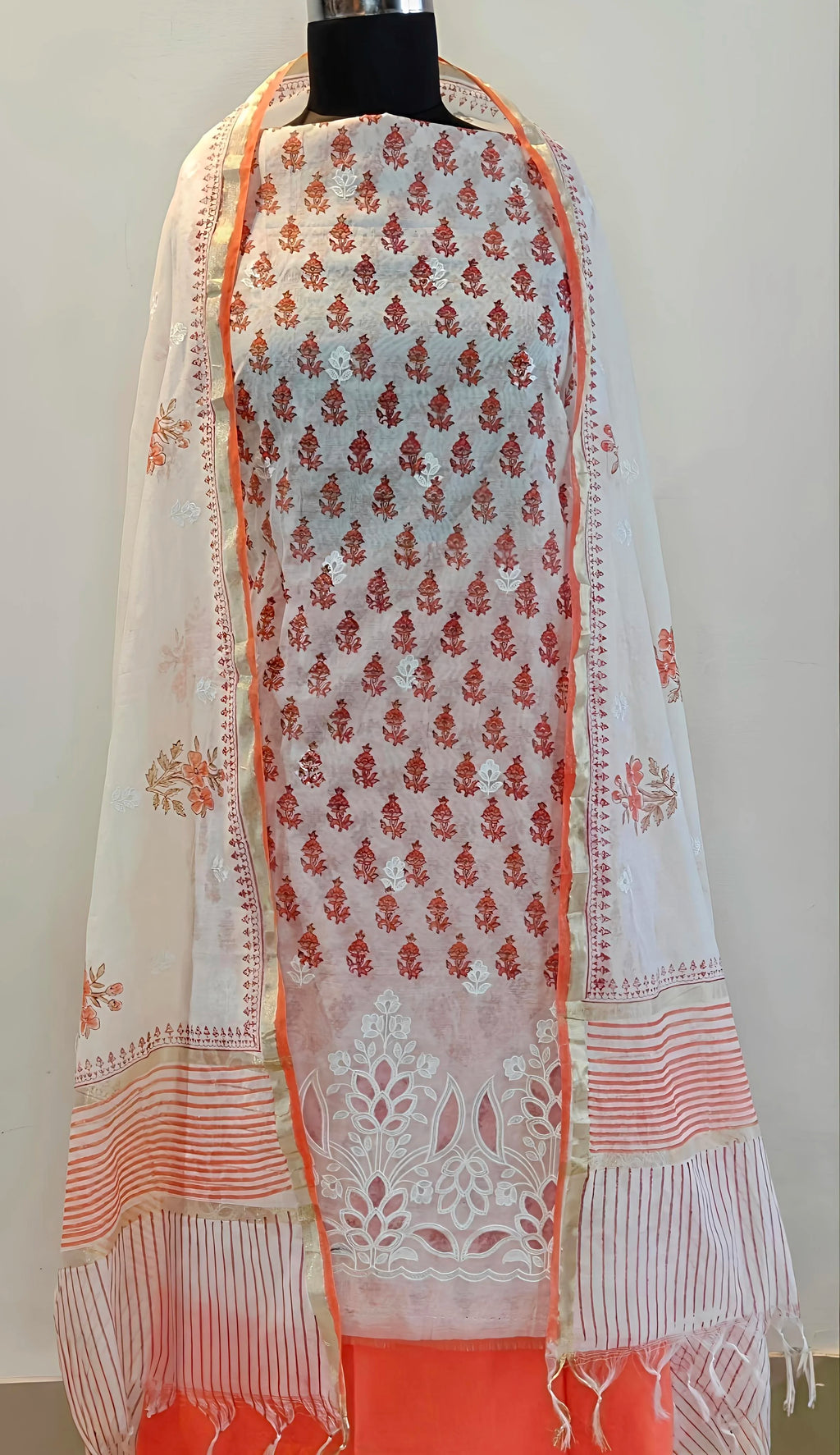 Peach Blossom Handblock Suit Set
