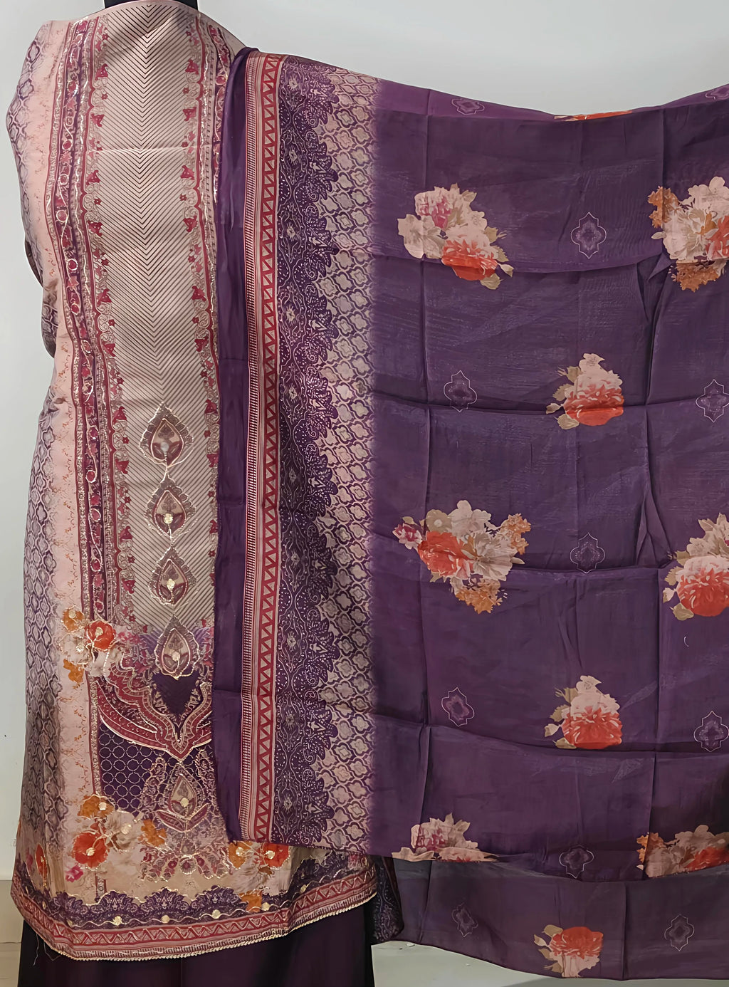 Royal Plum Floral Heritage Suit Set