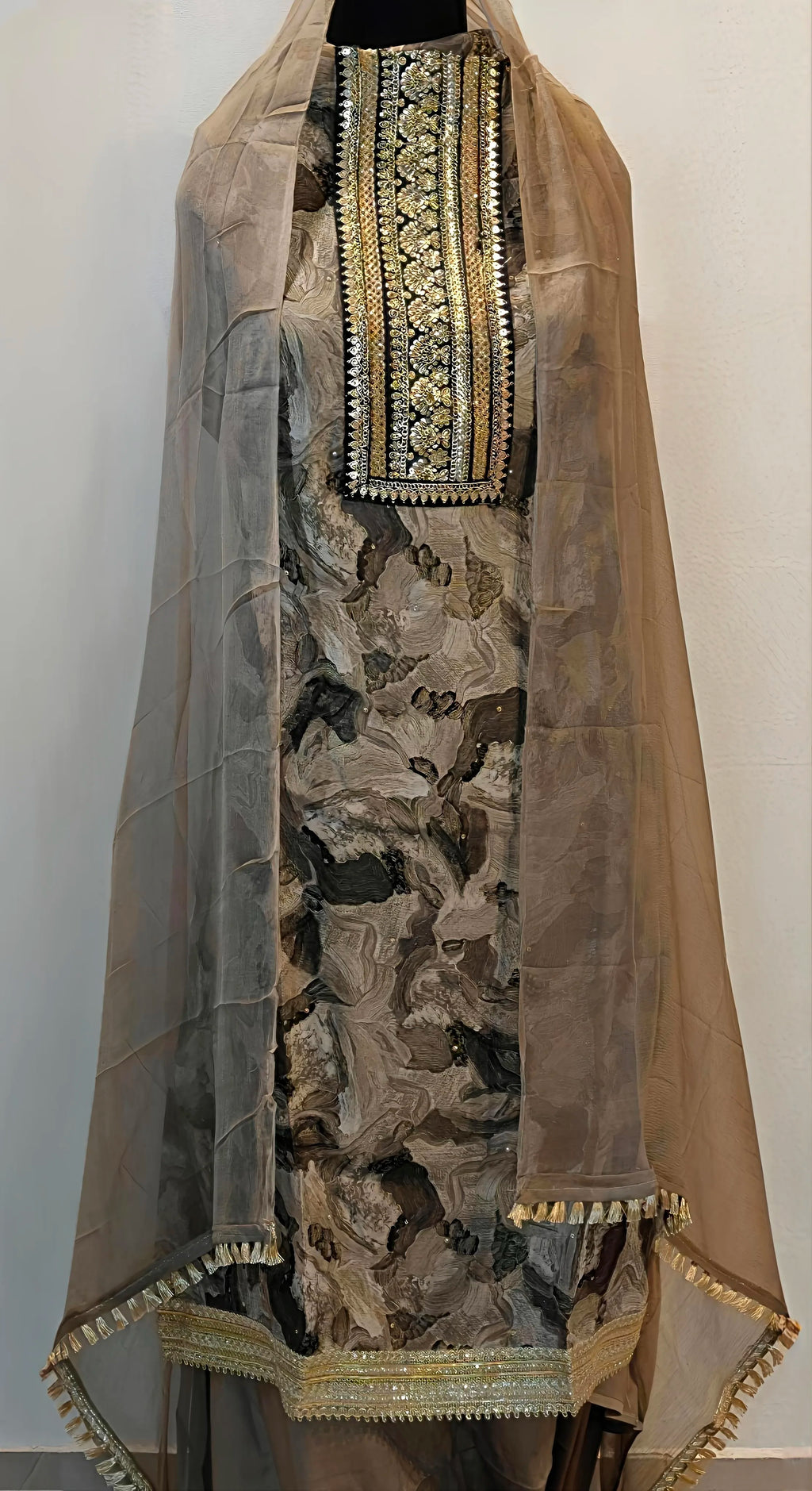 Desert Taupe Regal Embellished Suit Set