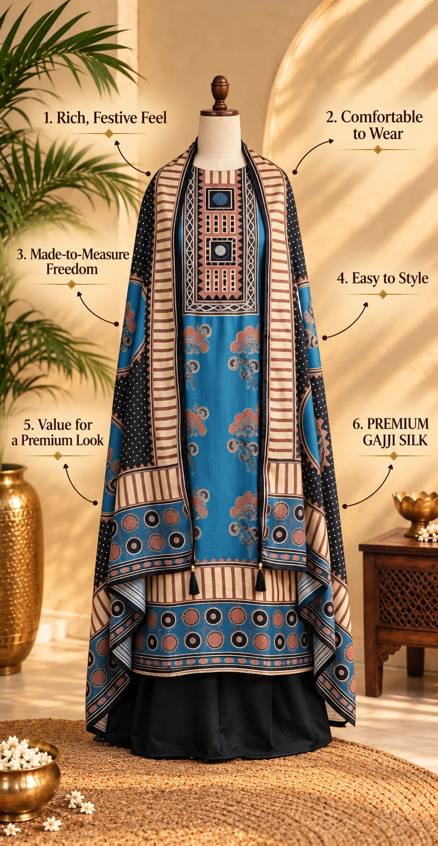 Vastra Sutra Gajji Silk Unstitched Suit Set