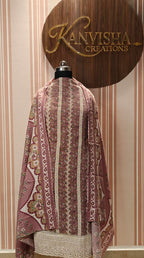 Elegant Winter Pink Floral Pashmina