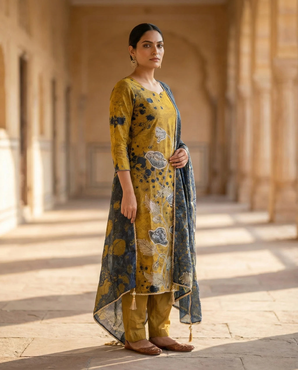 Amber Noir Artistic Embroidered Suit Set
