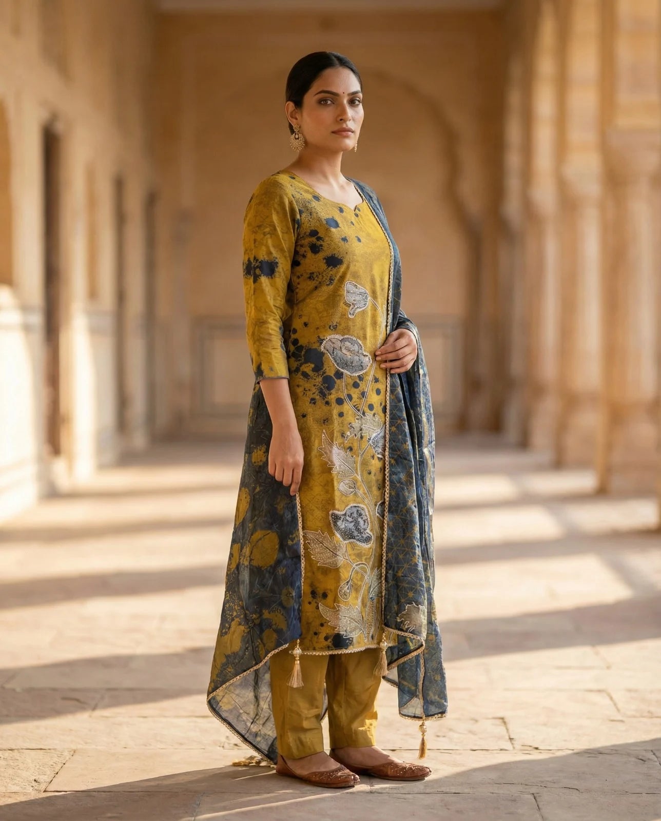 Amber Noir Artistic Embroidered Suit Set