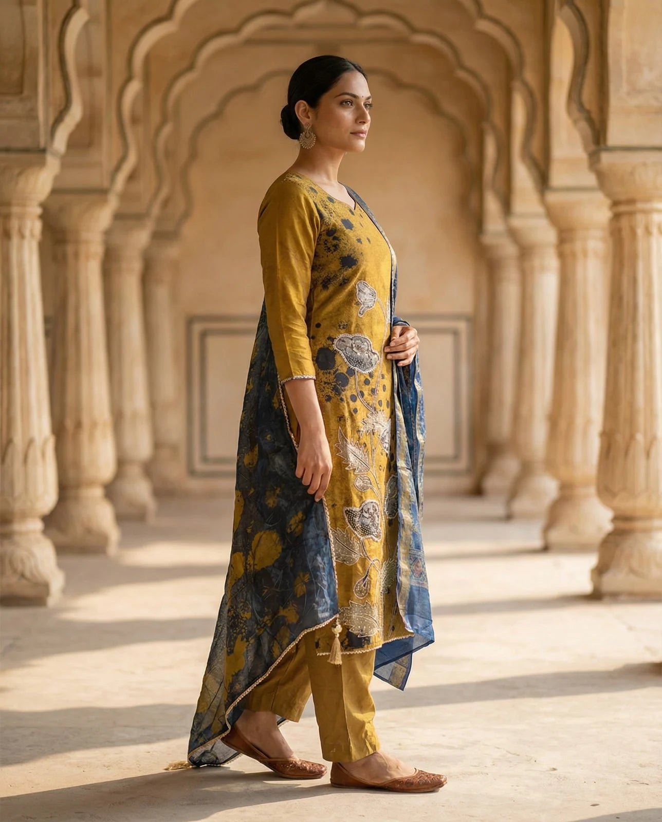 Amber Noir Artistic Embroidered Suit Set