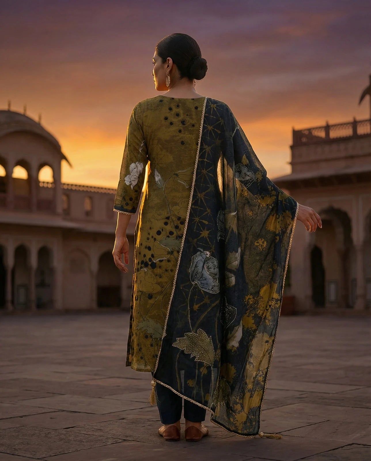 Amber Noir Artistic Embroidered Suit Set