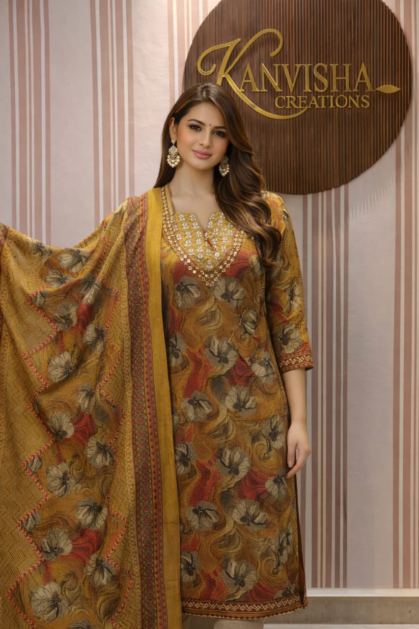 Heritage Weave Pashmina Mustard