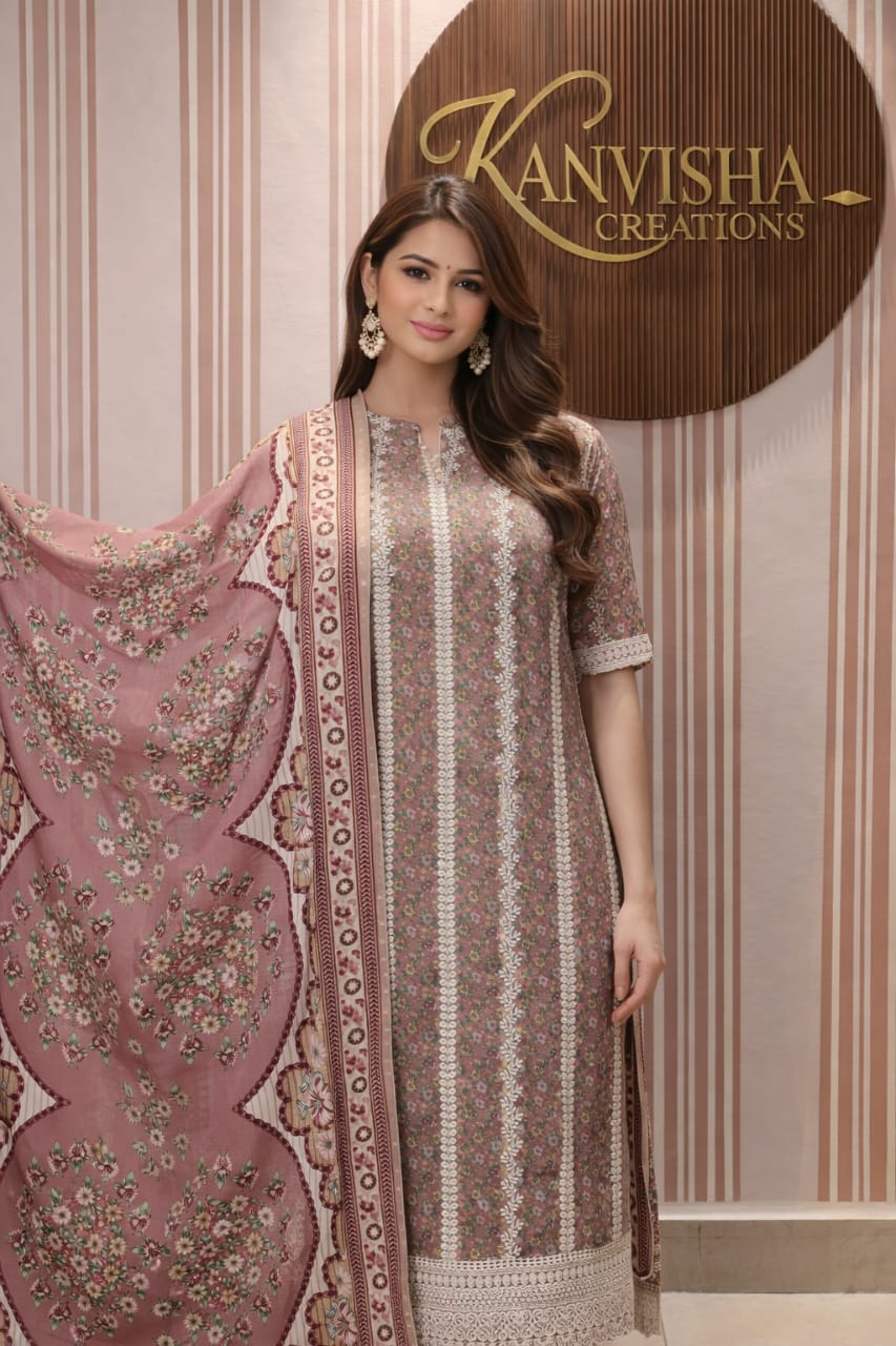 Elegant Winter Pink Floral Pashmina