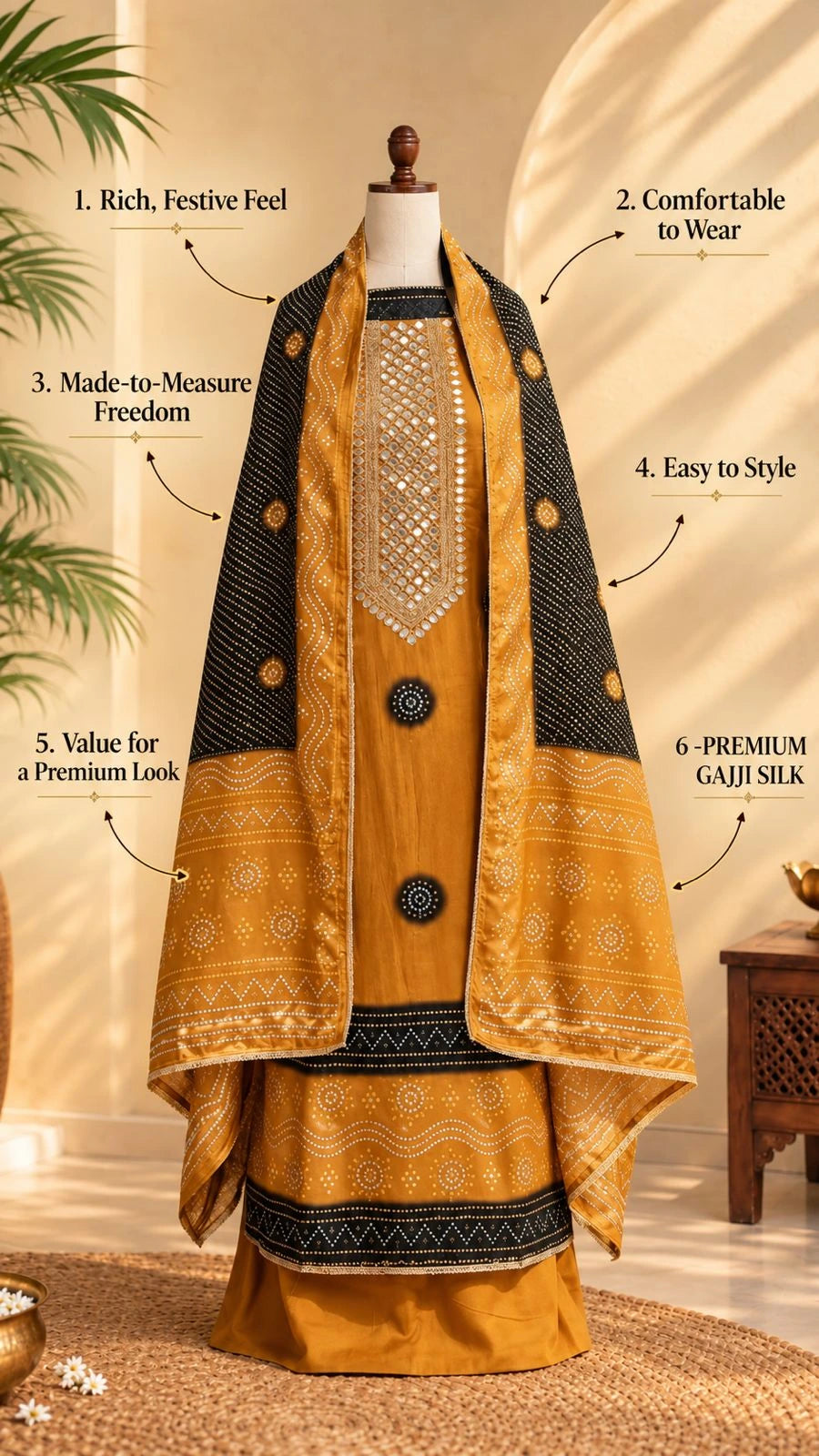 Heritage Bloom Gajji Silk Unstitched Suit Set