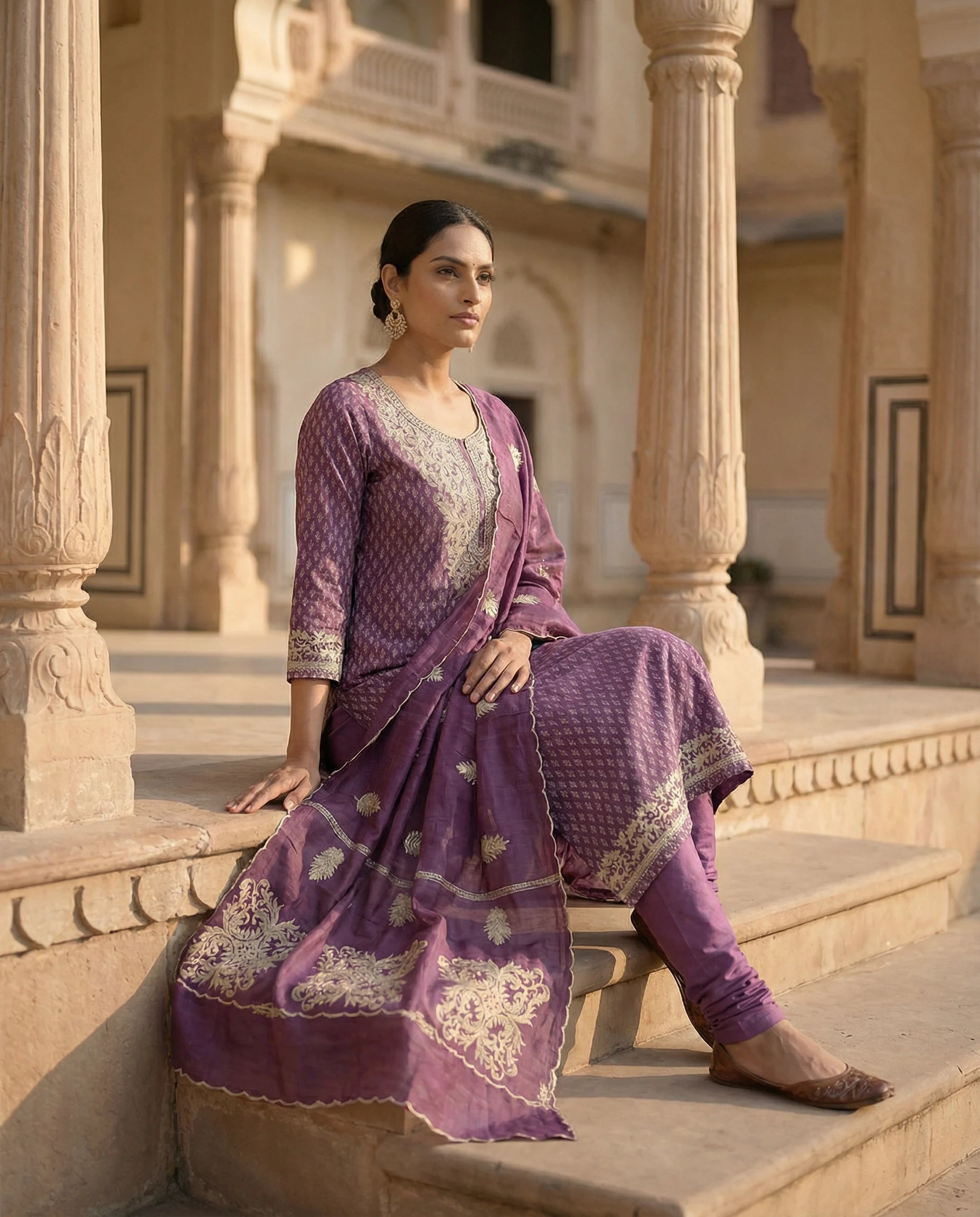 Royal Amethyst Embroidered Suit Set