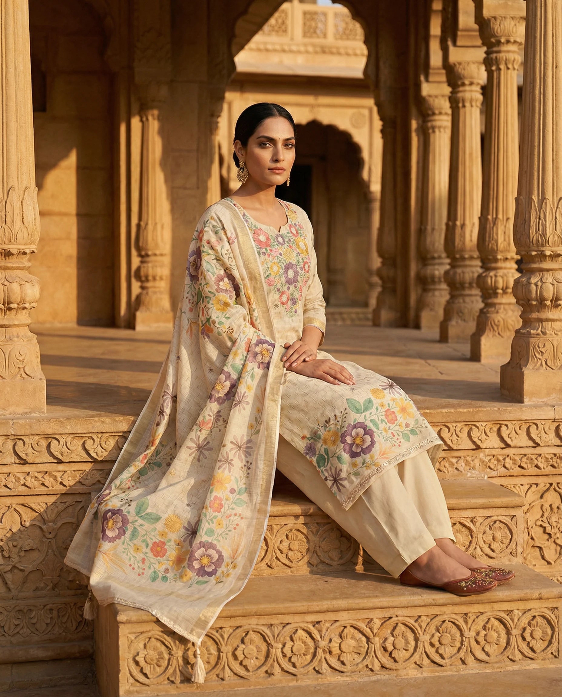 Ivory Bloom Floral Suit Set