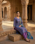 Royal Indigo & Plum Geometric Printed Suit Set