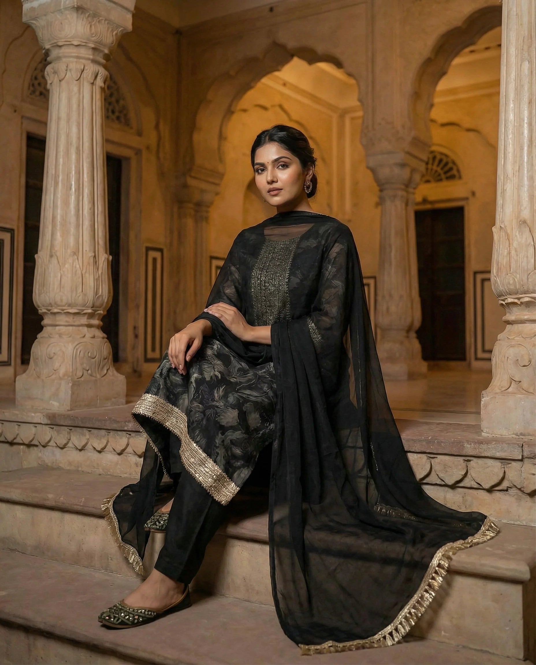 Noir Regal Embellished Suit Set