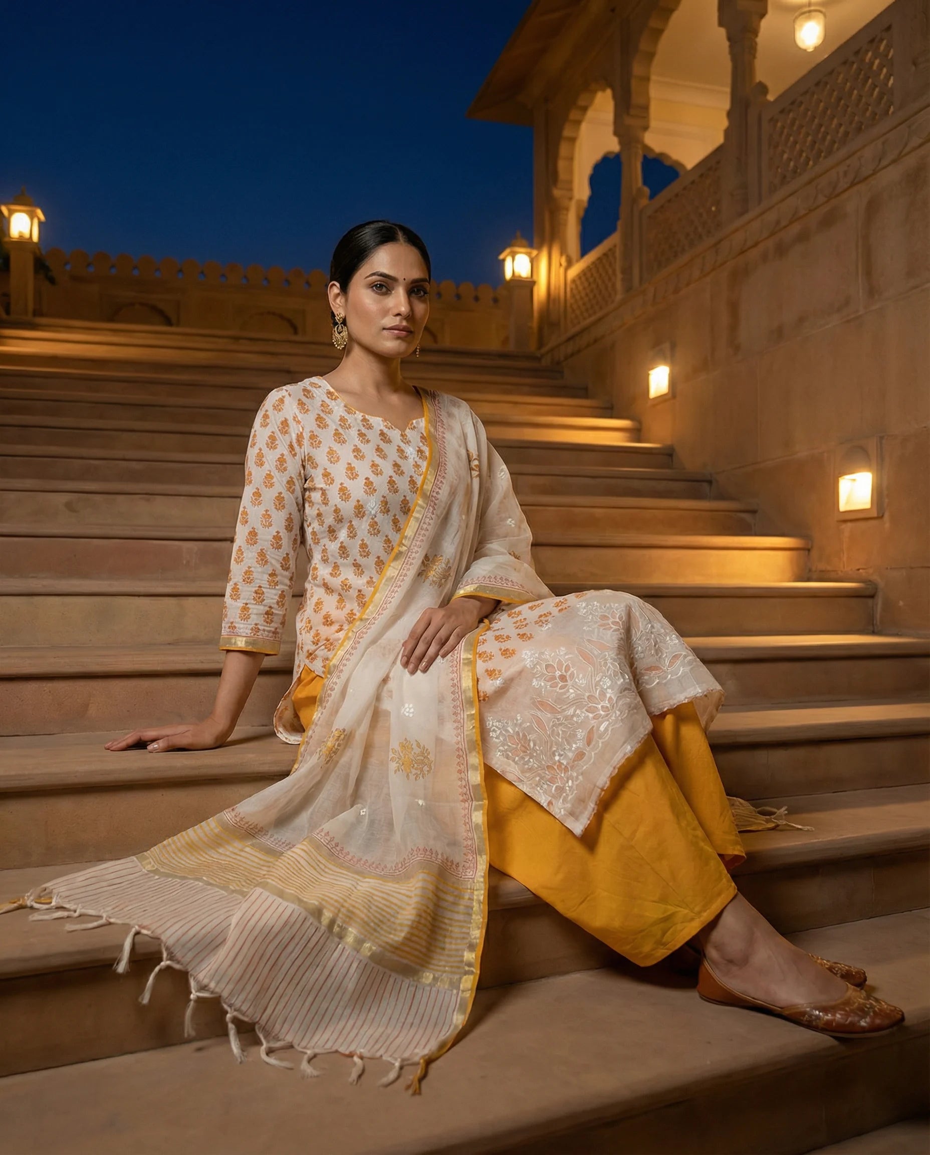 Sunlit Mustard Floral Suit Set