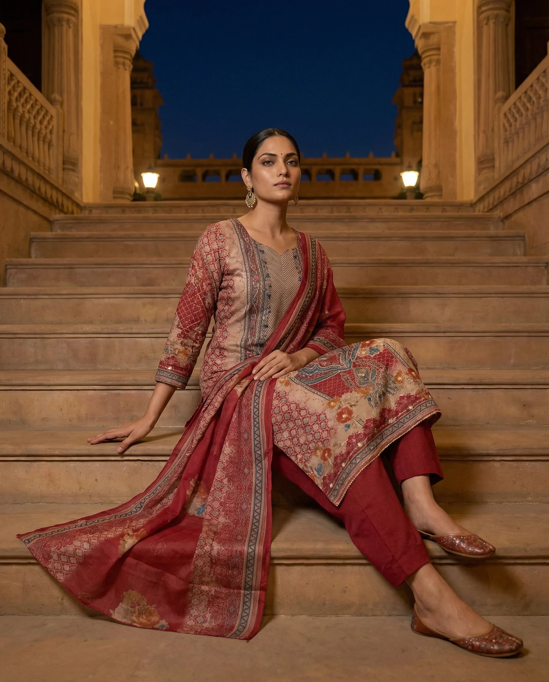 Crimson Heritage Floral Suit Set