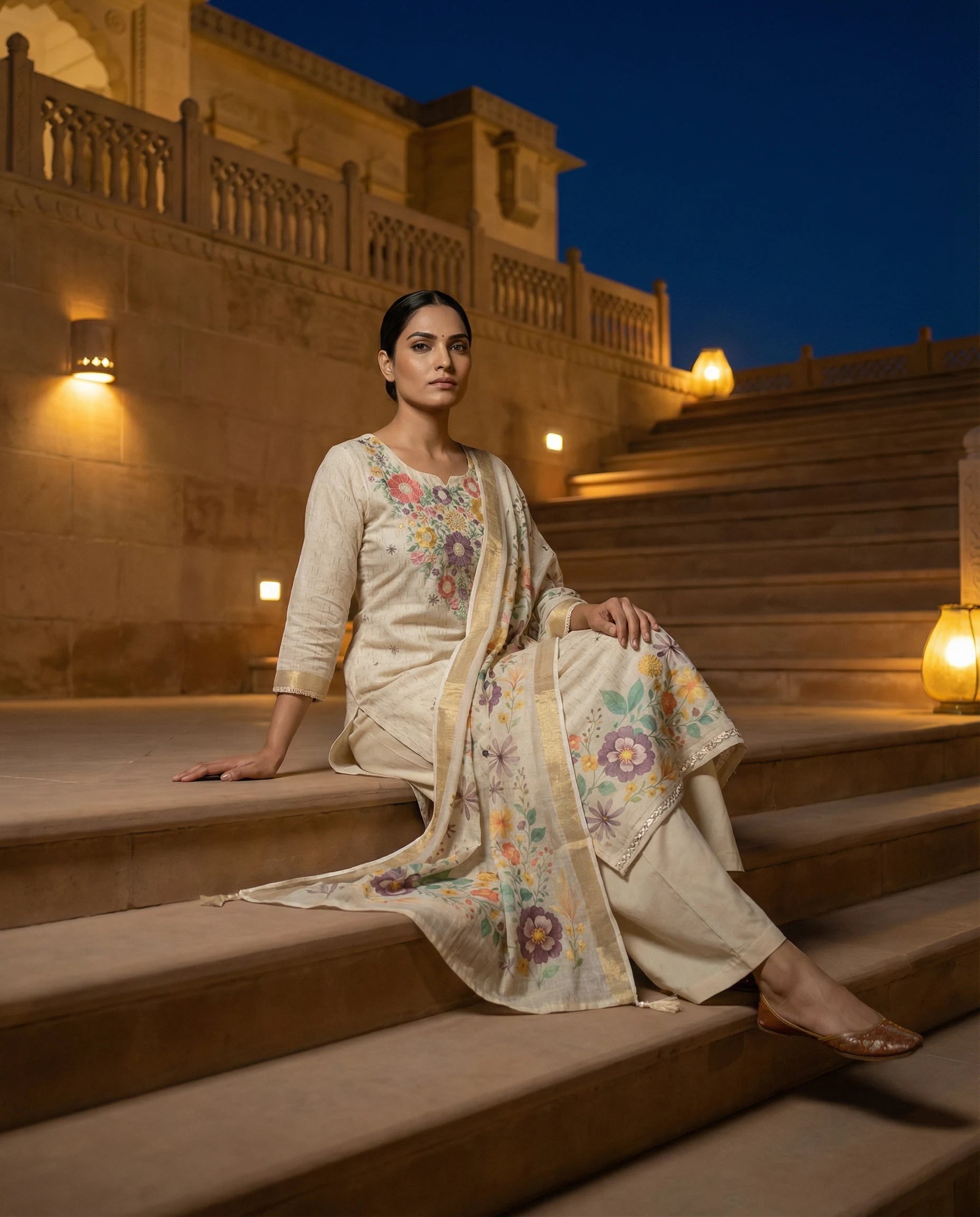 Ivory Bloom Floral Suit Set