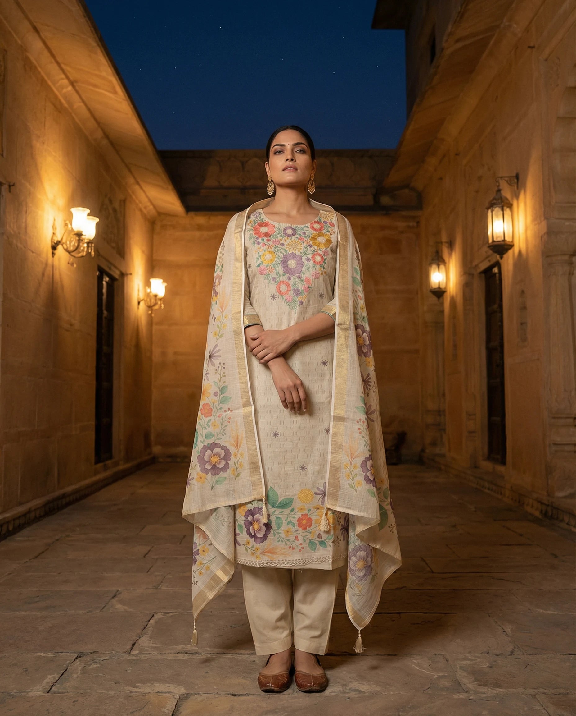 Ivory Bloom Floral Suit Set