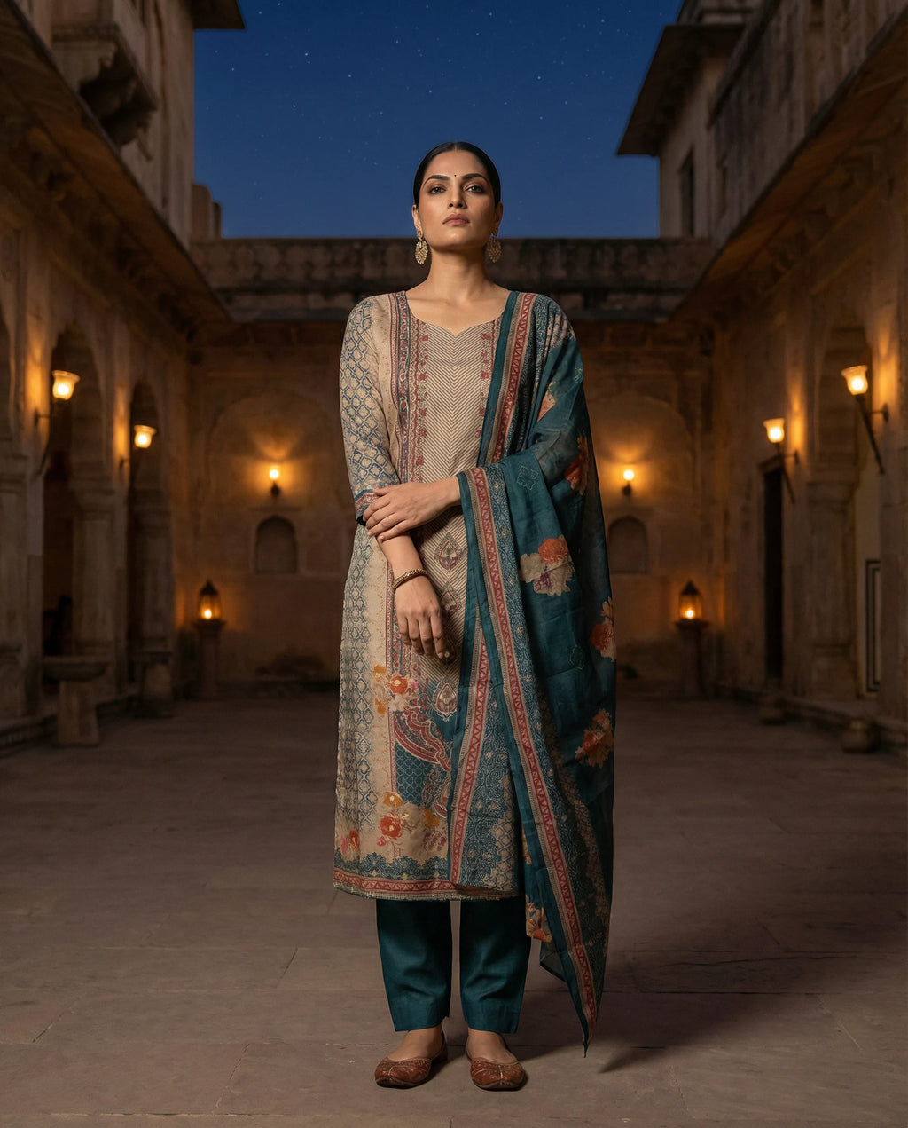 Emerald Grace Floral Printed Suit Set
