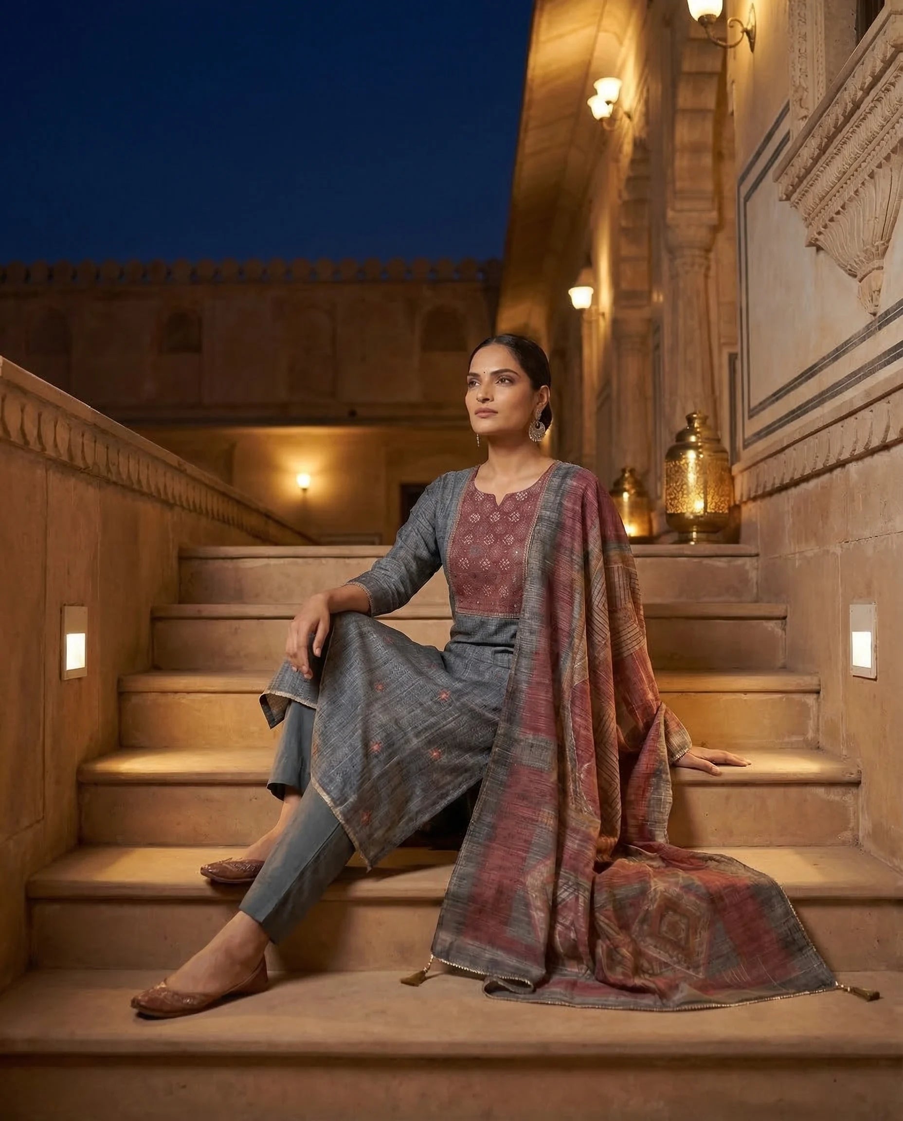 Slate Grey Heritage Cotton Suit Set