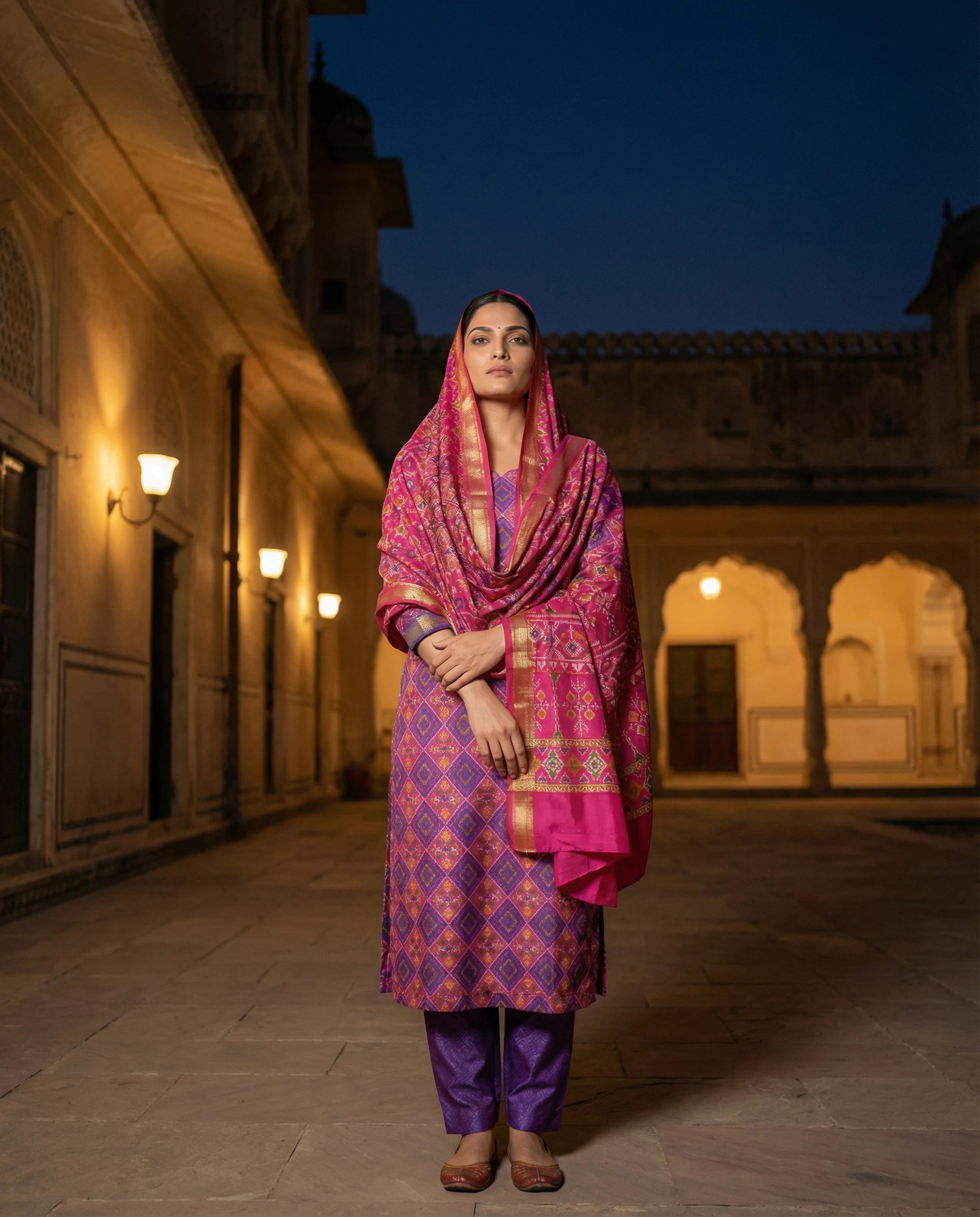 Rani Pink Heritage Printed Suit Set