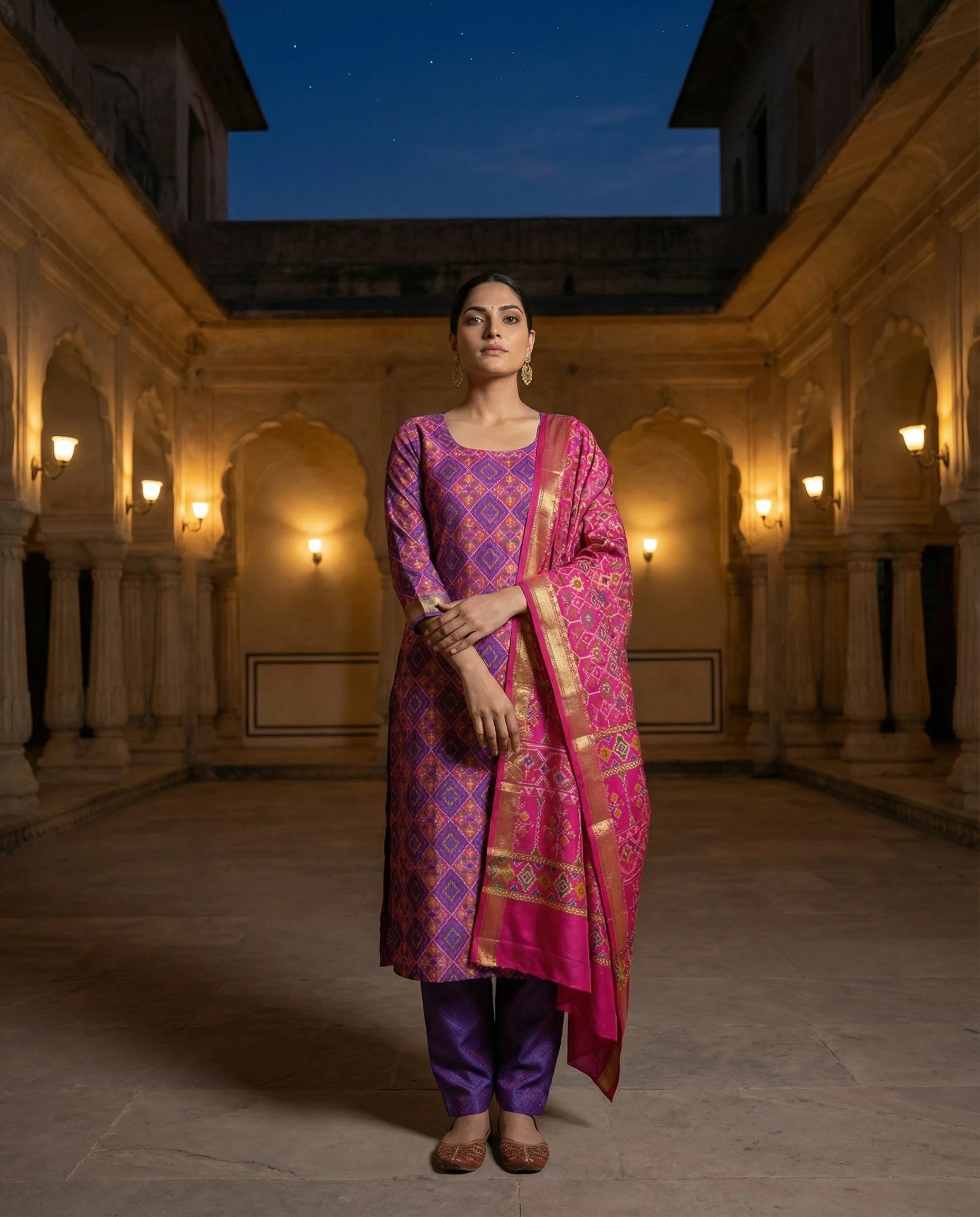 Rani Pink Heritage Printed Suit Set