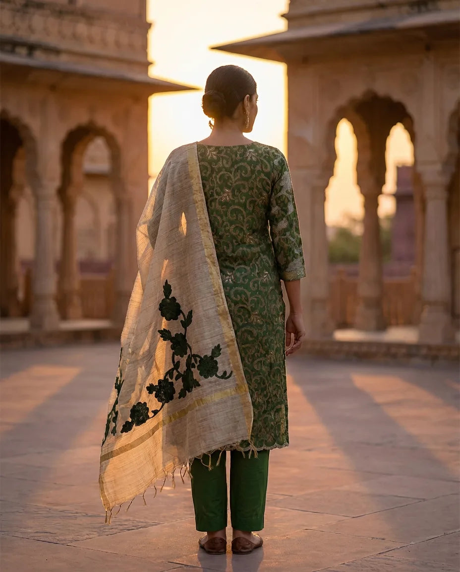 Emerald Zari Bloom Suit Set