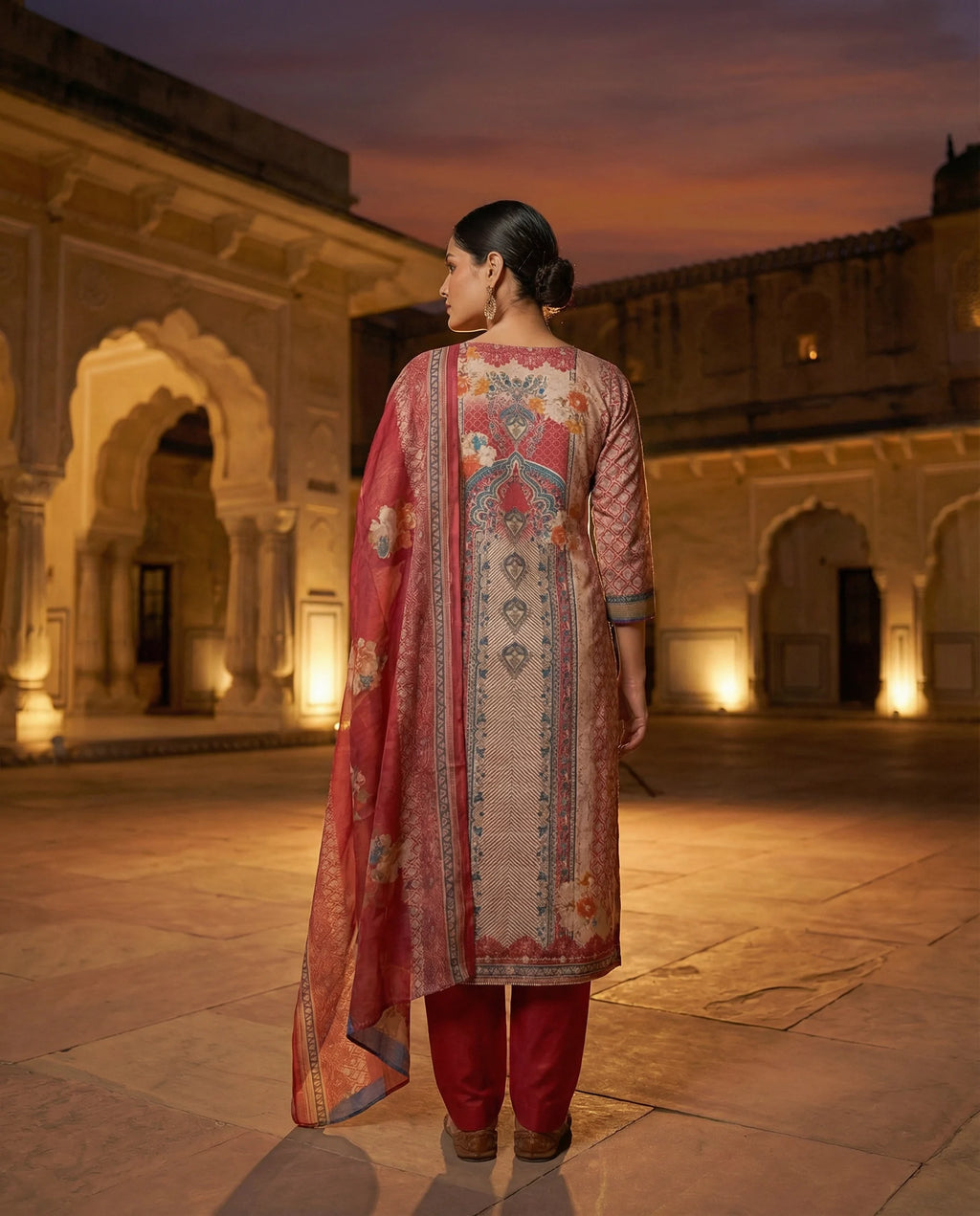 Crimson Heritage Floral Suit Set