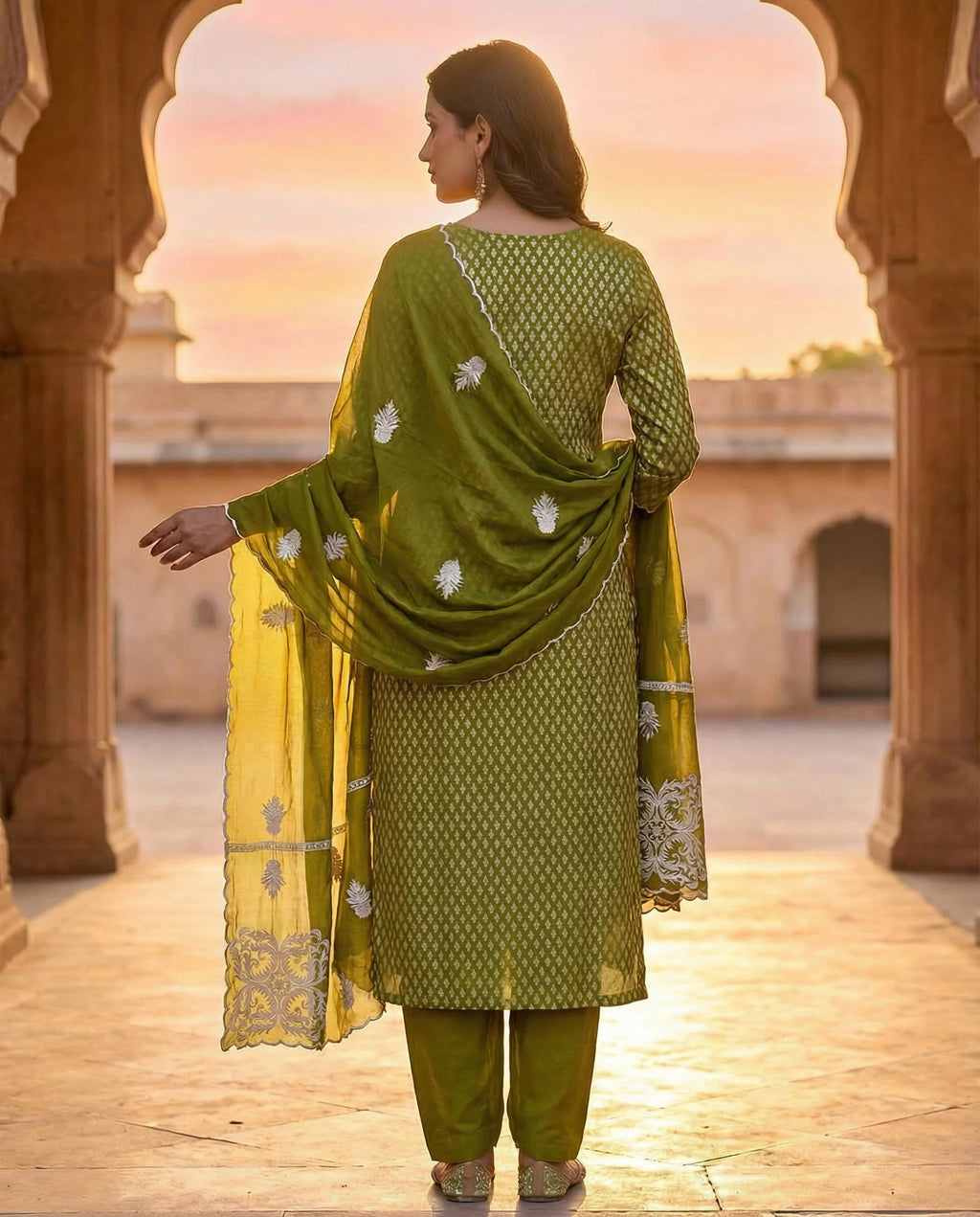 Pistachio Elegance Embroidered Suit Set