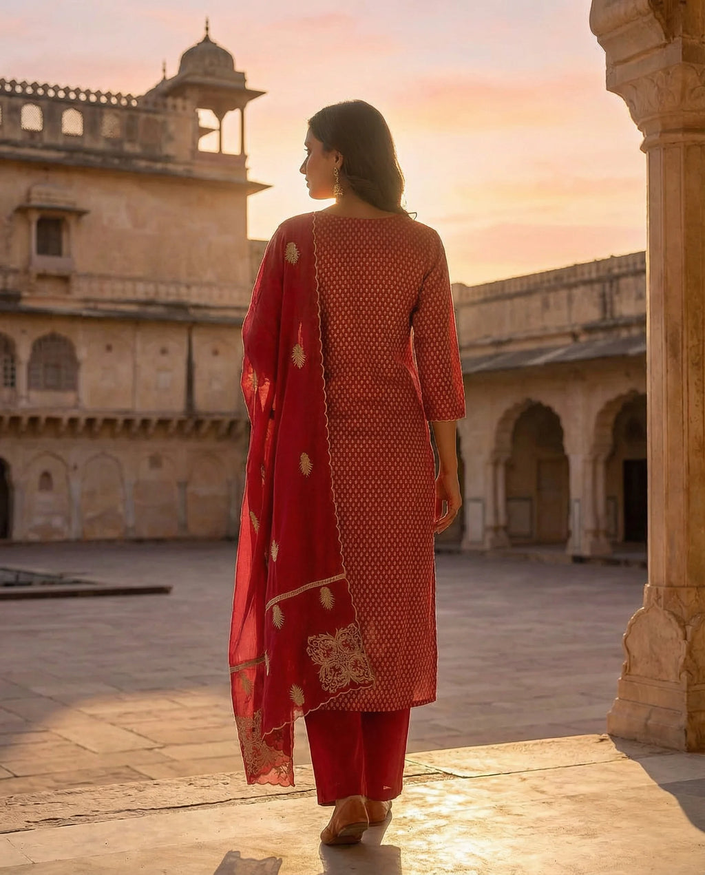 Royal Crimson Embroidered Suit Set