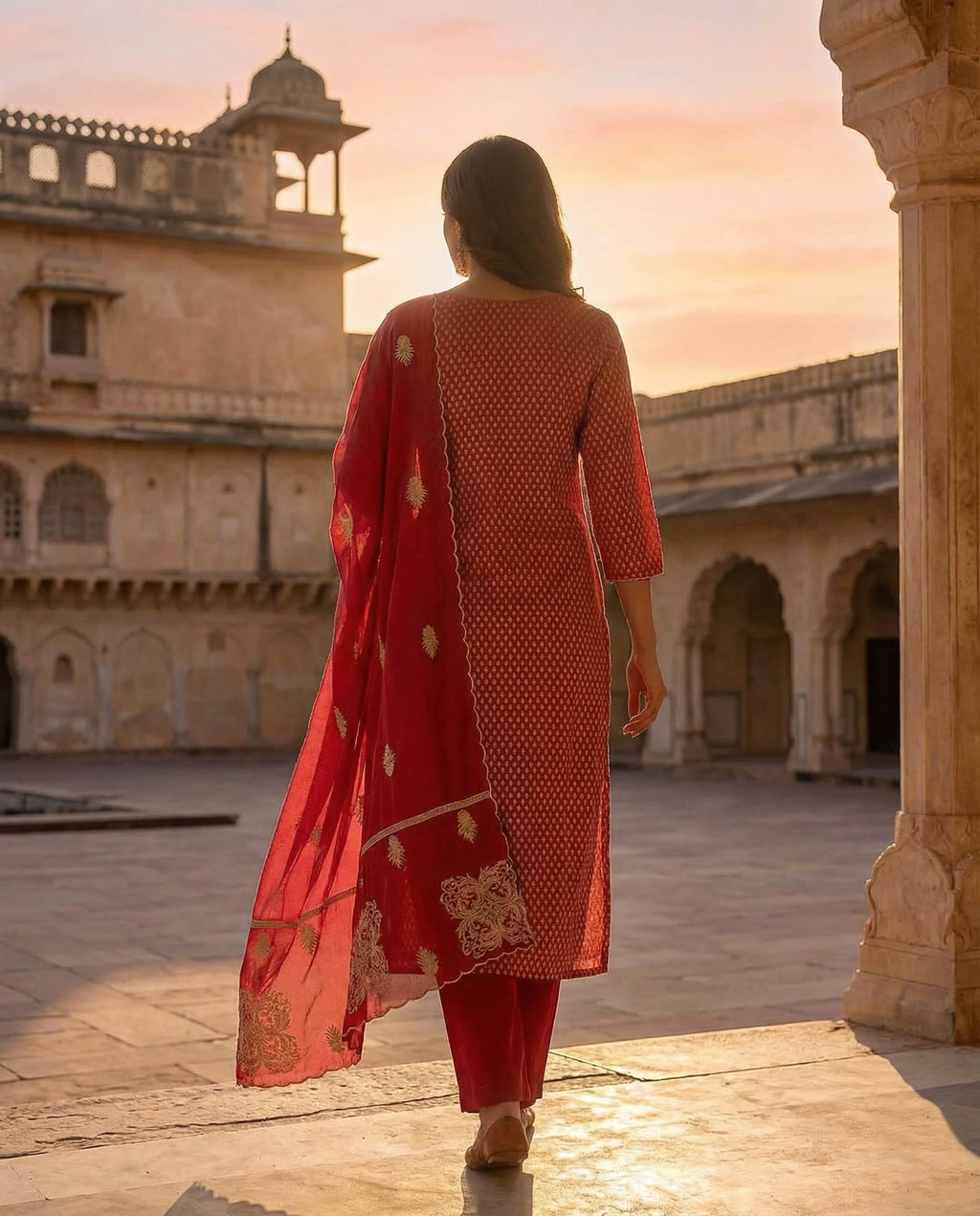 Royal Crimson Embroidered Suit Set