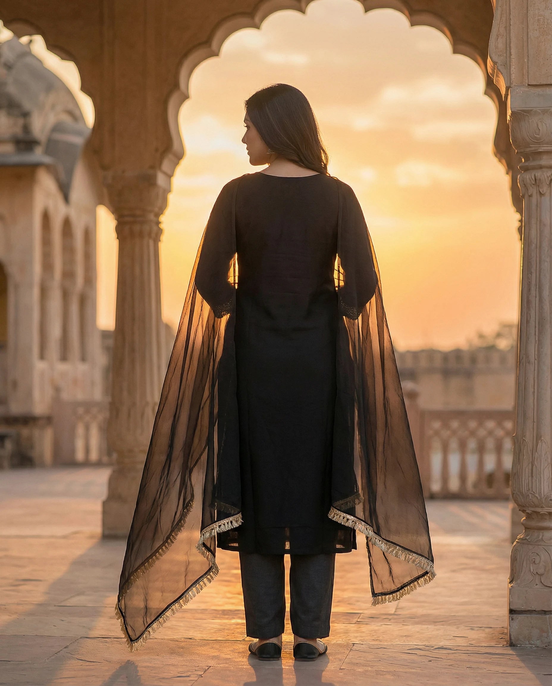 Noir Regal Embellished Suit Set