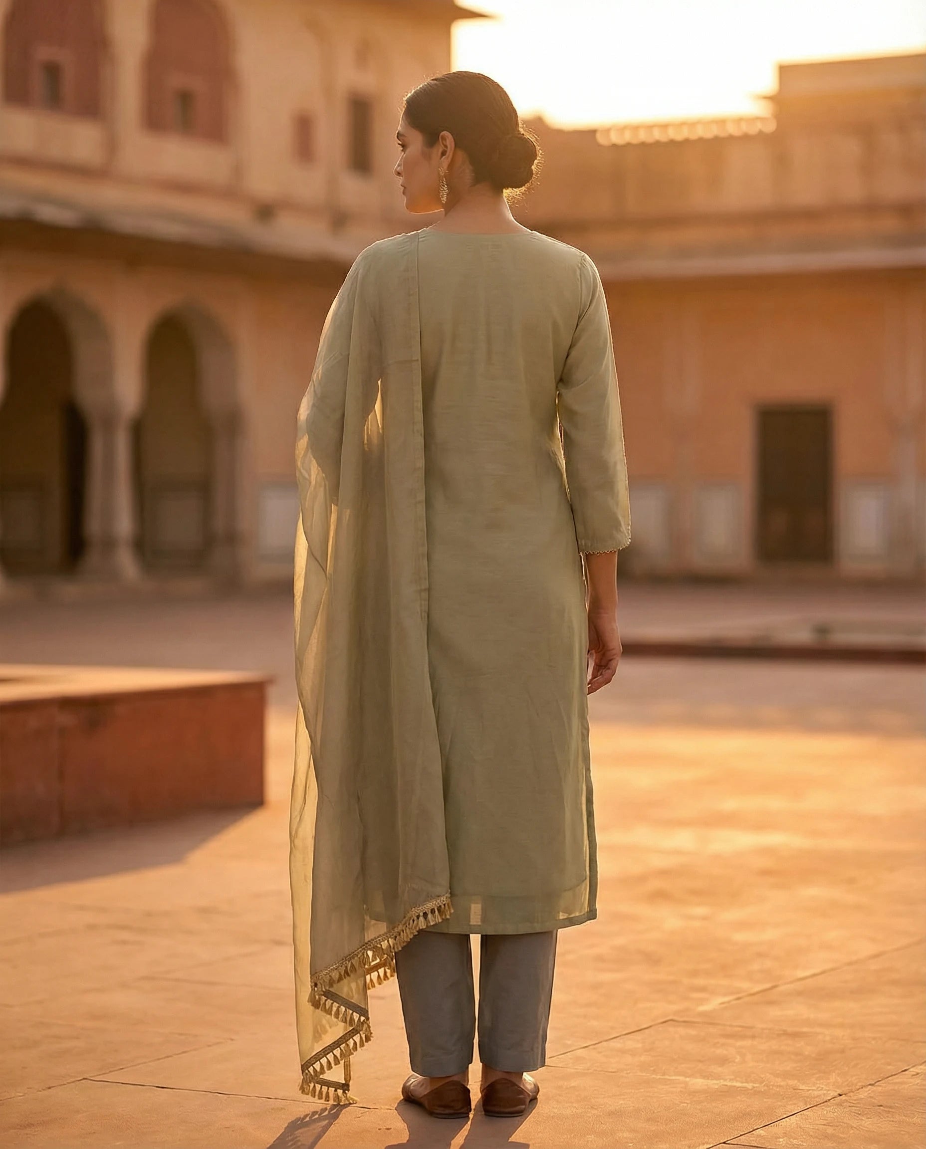 Desert Taupe Regal Embellished Suit Set