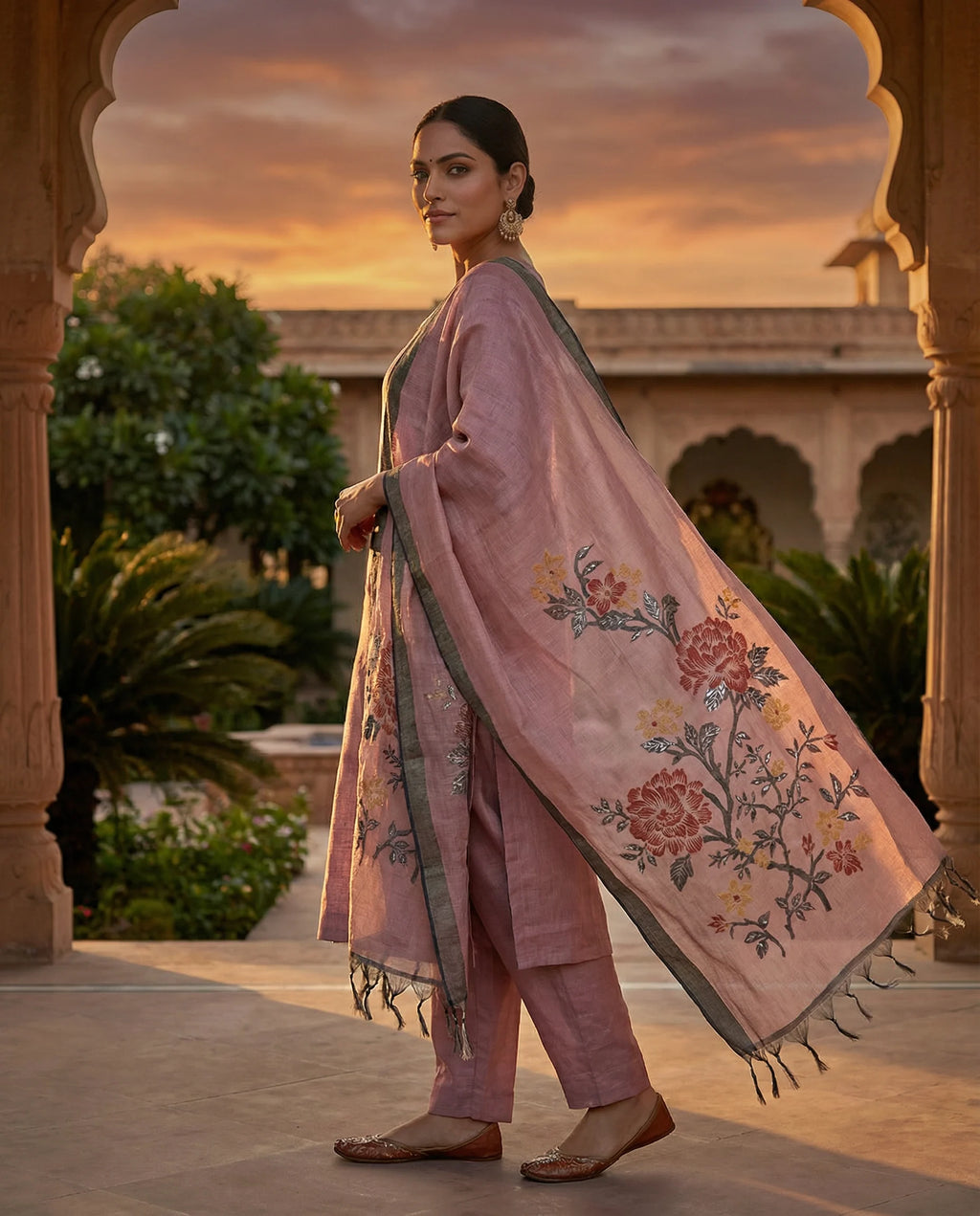Blush Pink Floral Elegance Suit Set