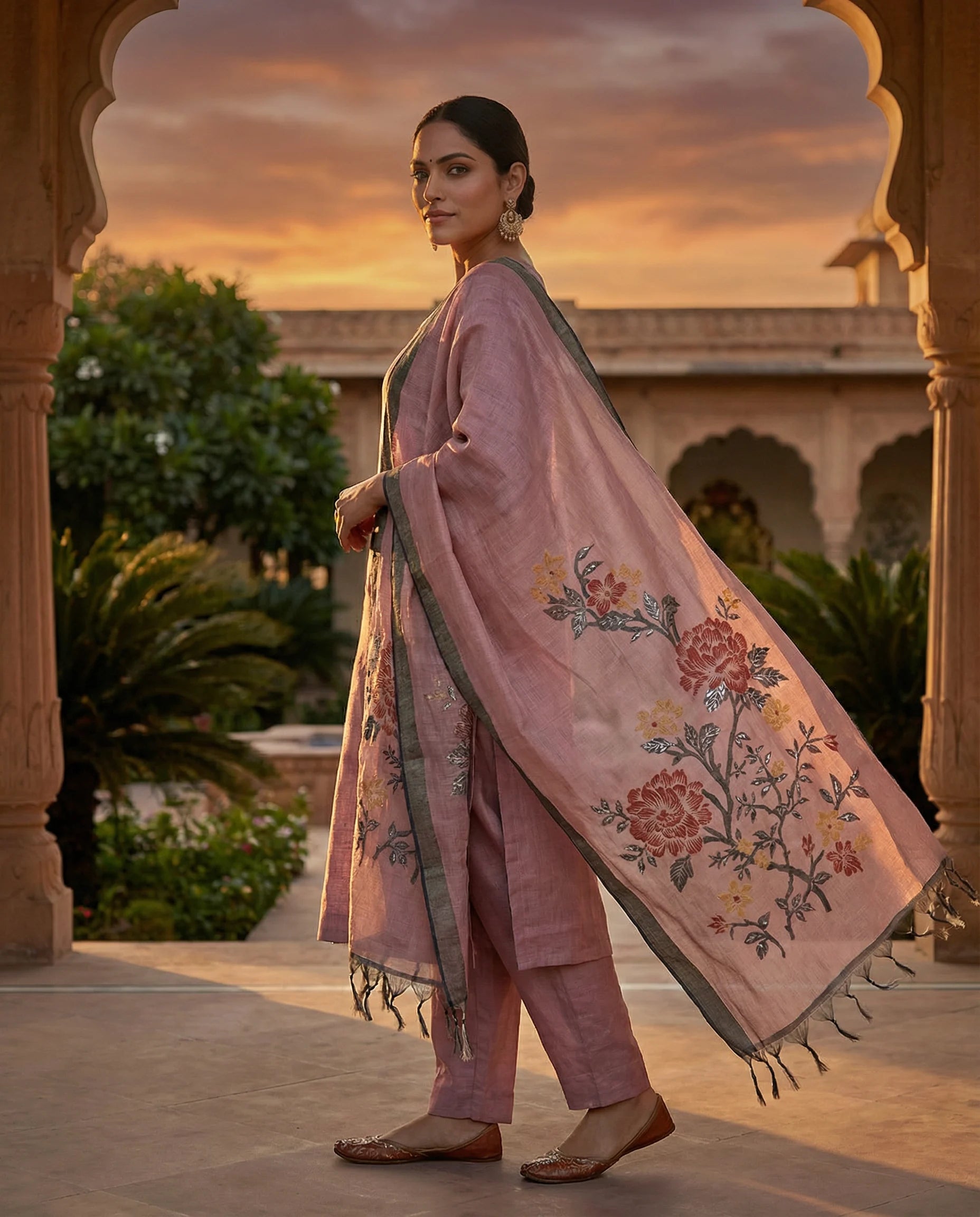 Blush Pink Floral Elegance Suit Set