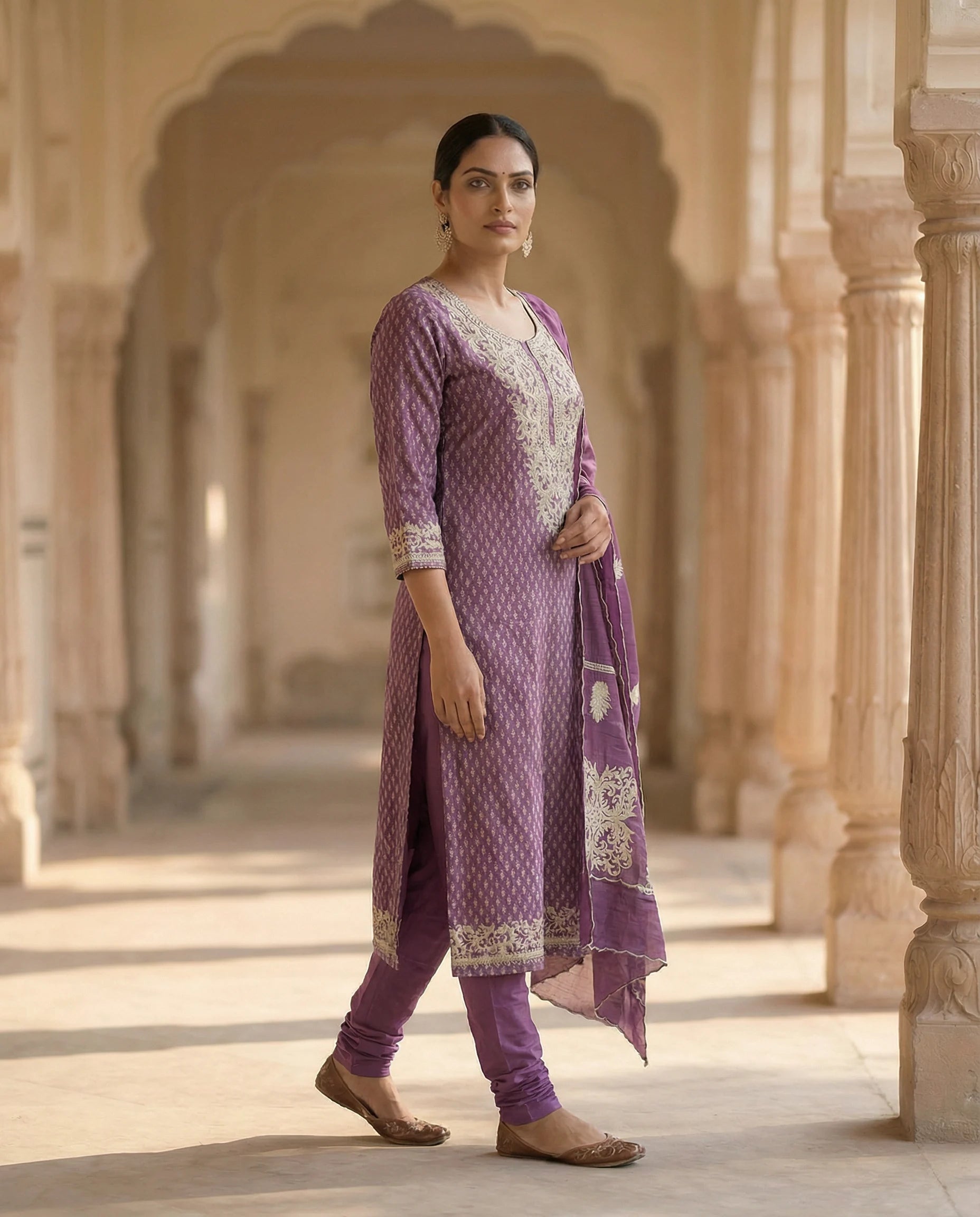 Royal Amethyst Embroidered Suit Set