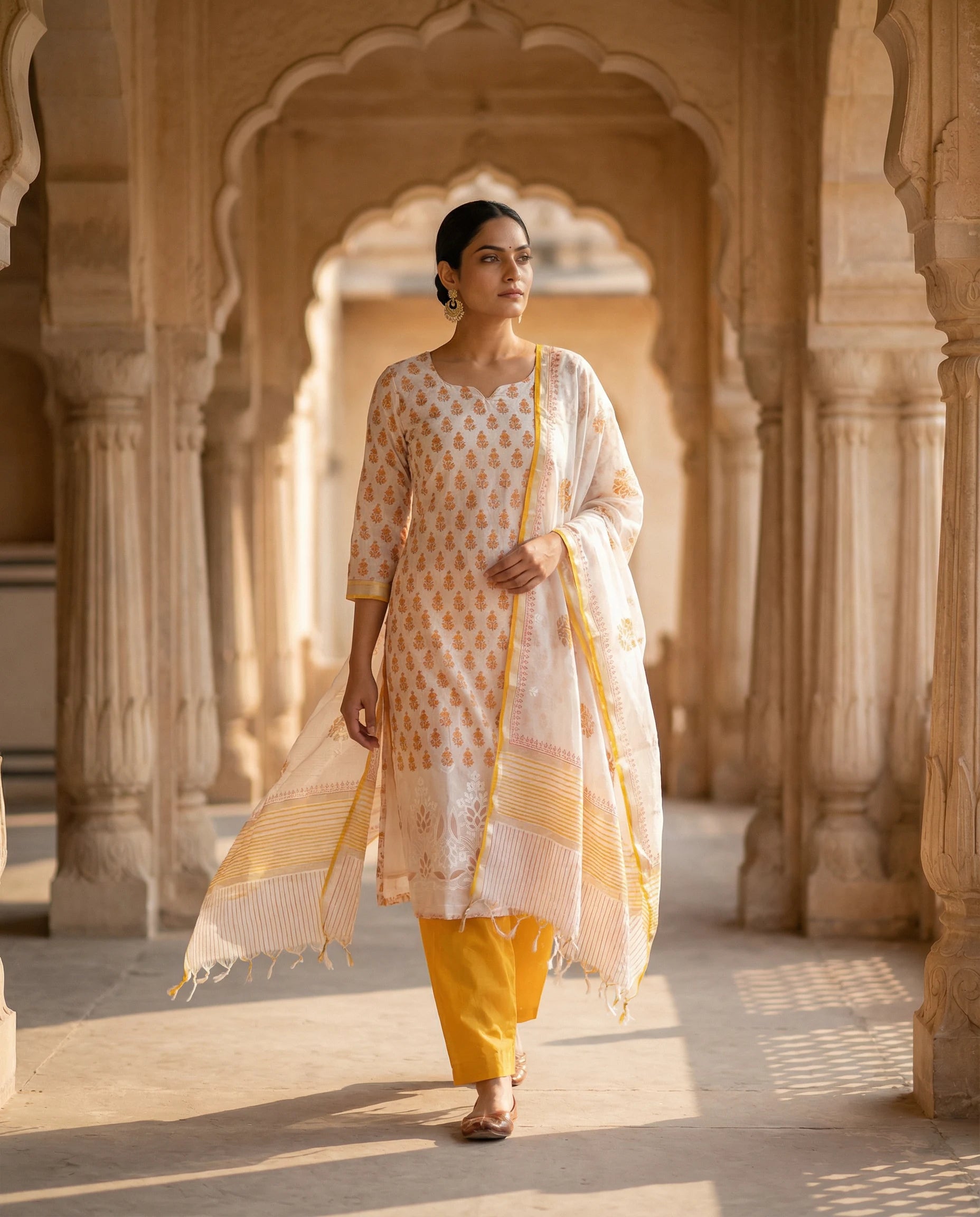 Sunlit Mustard Floral Suit Set