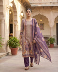 Royal Plum Floral Heritage Suit Set