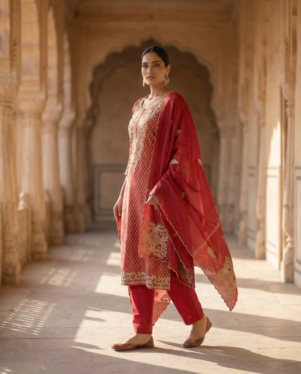 Royal Crimson Embroidered Suit Set