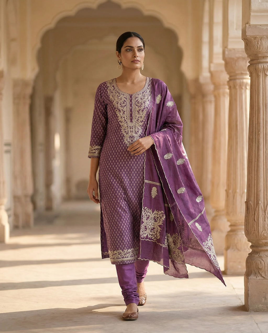 Royal Amethyst Embroidered Suit Set