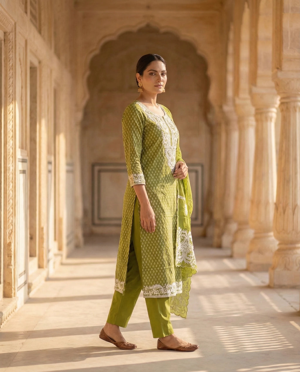 Pistachio Elegance Embroidered Suit Set
