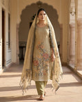 Golden Beige Floral Elegance Suit Set
