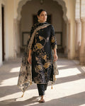 Noir Blossom Embroidered Suit Set