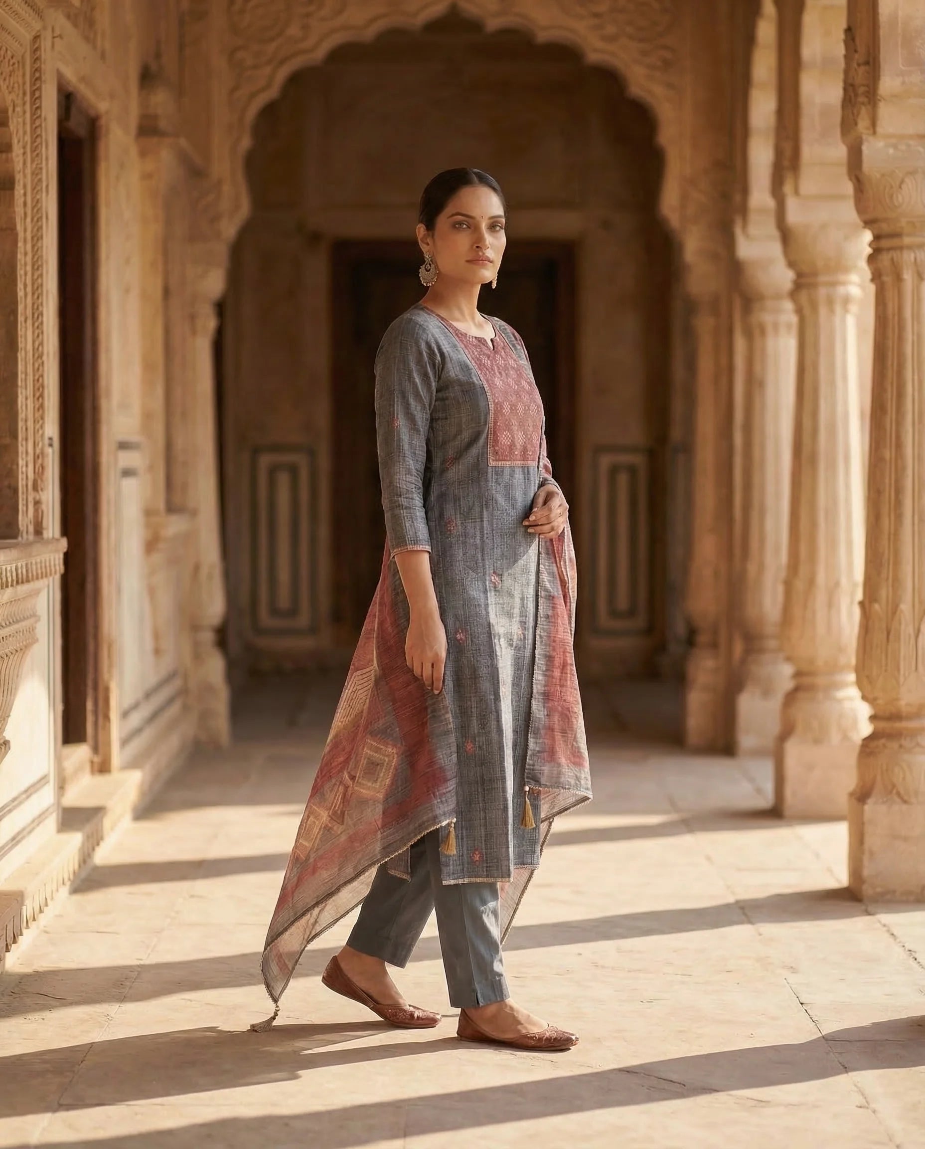 Slate Grey Heritage Cotton Suit Set