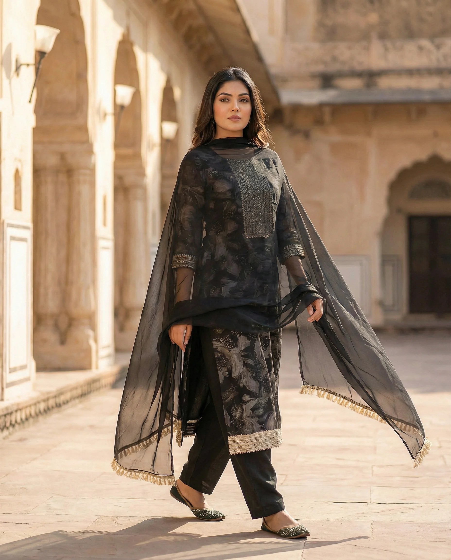 Noir Regal Embellished Suit Set