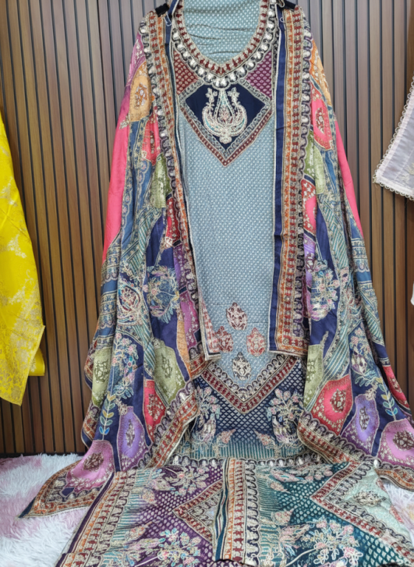 Crepe Digital Print Badal Work